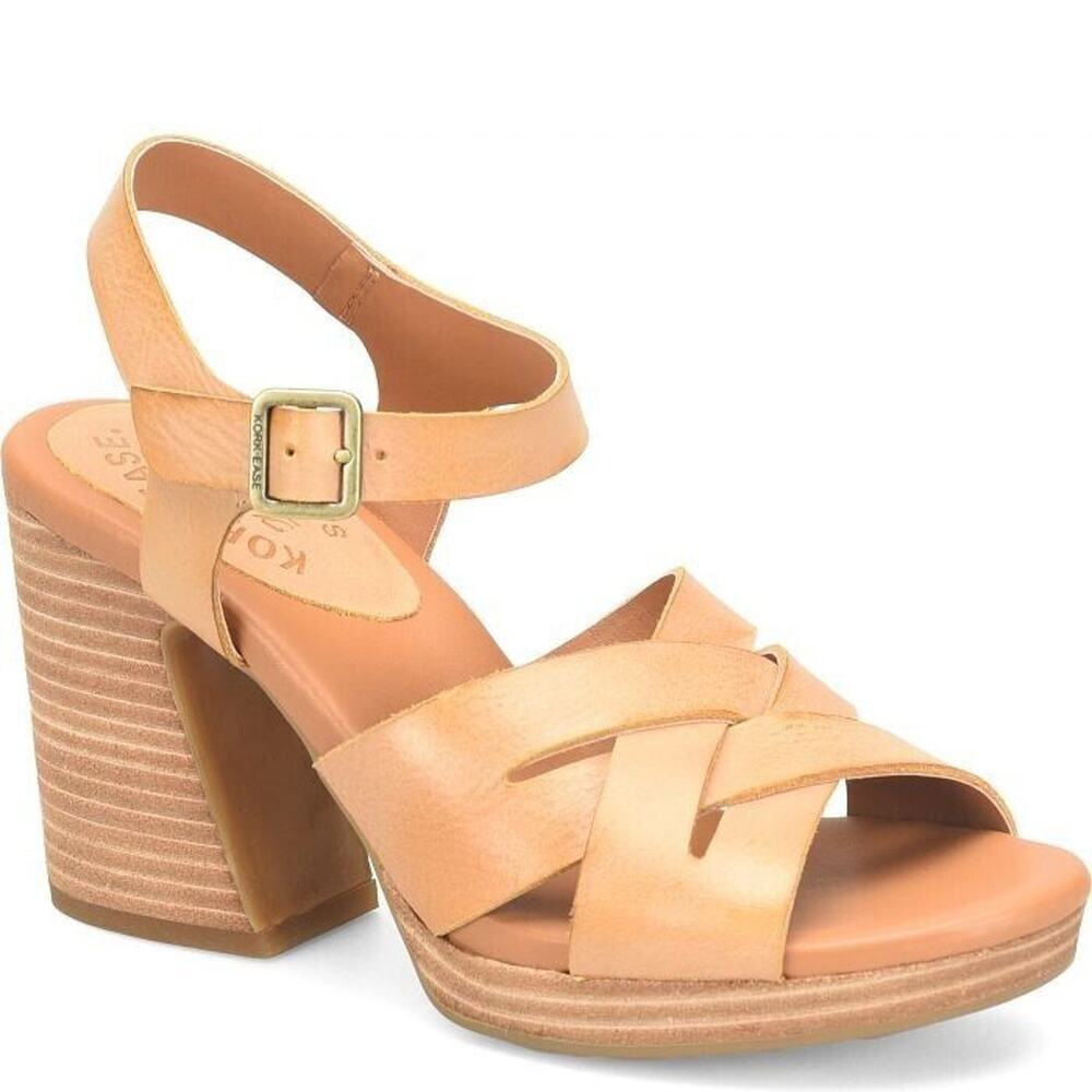 NEW Kork-Ease Hutton Leather Ankle Strap Platform Sandals Yellow Women's 9